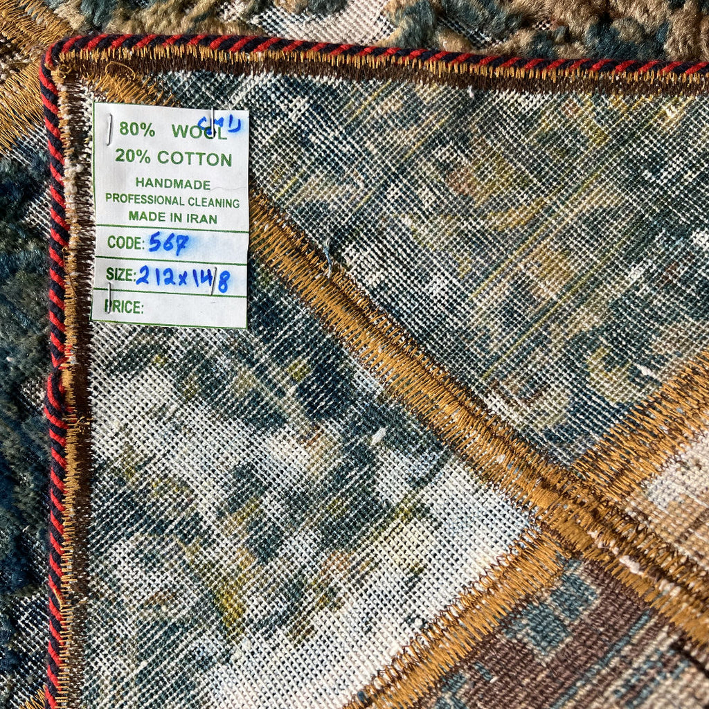 212 x 148 cm Hand-Knotted Ultra Vintage Persian Wool Rug