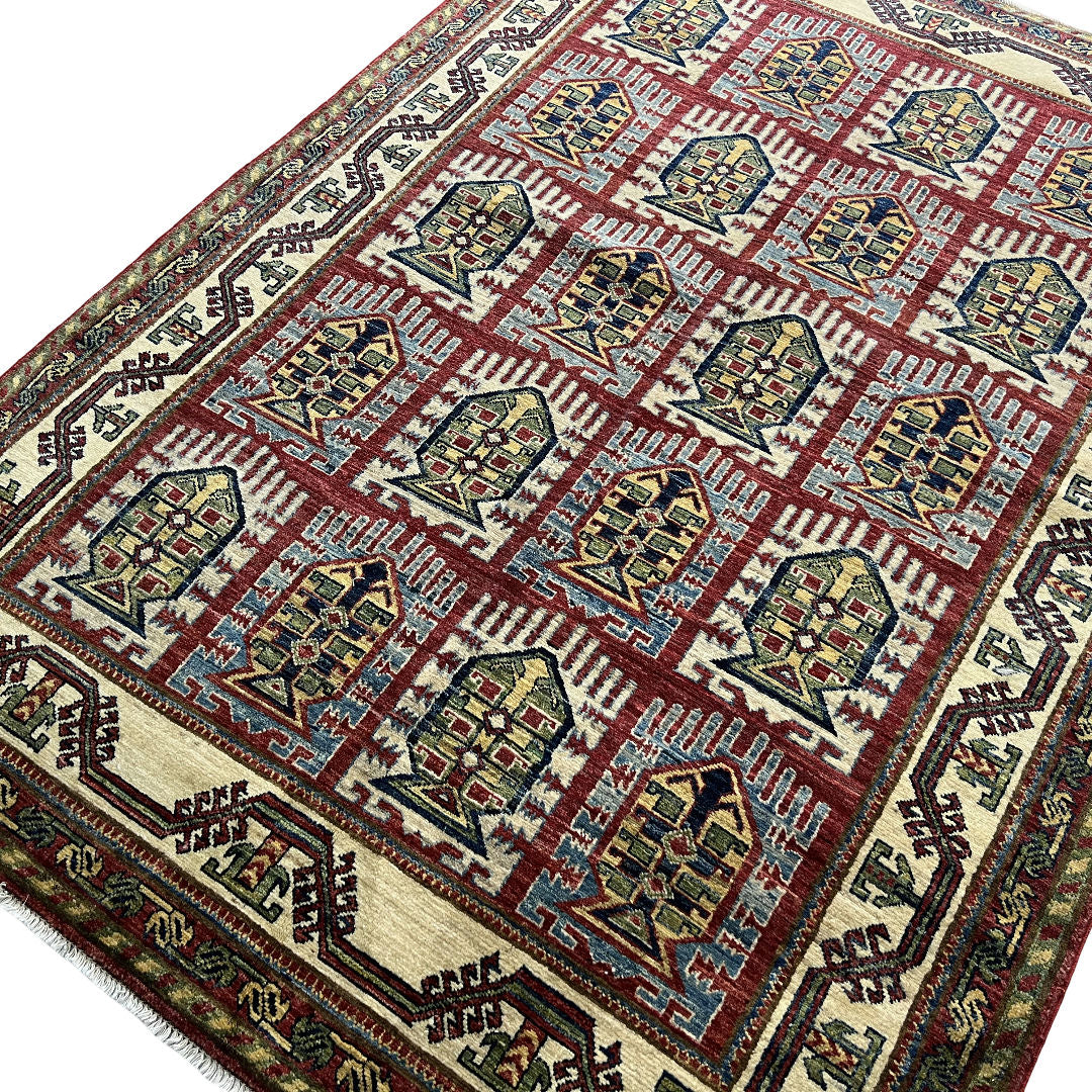 200 x 147 cm Hand-Knotted Afghan Kazak – Wool Rug