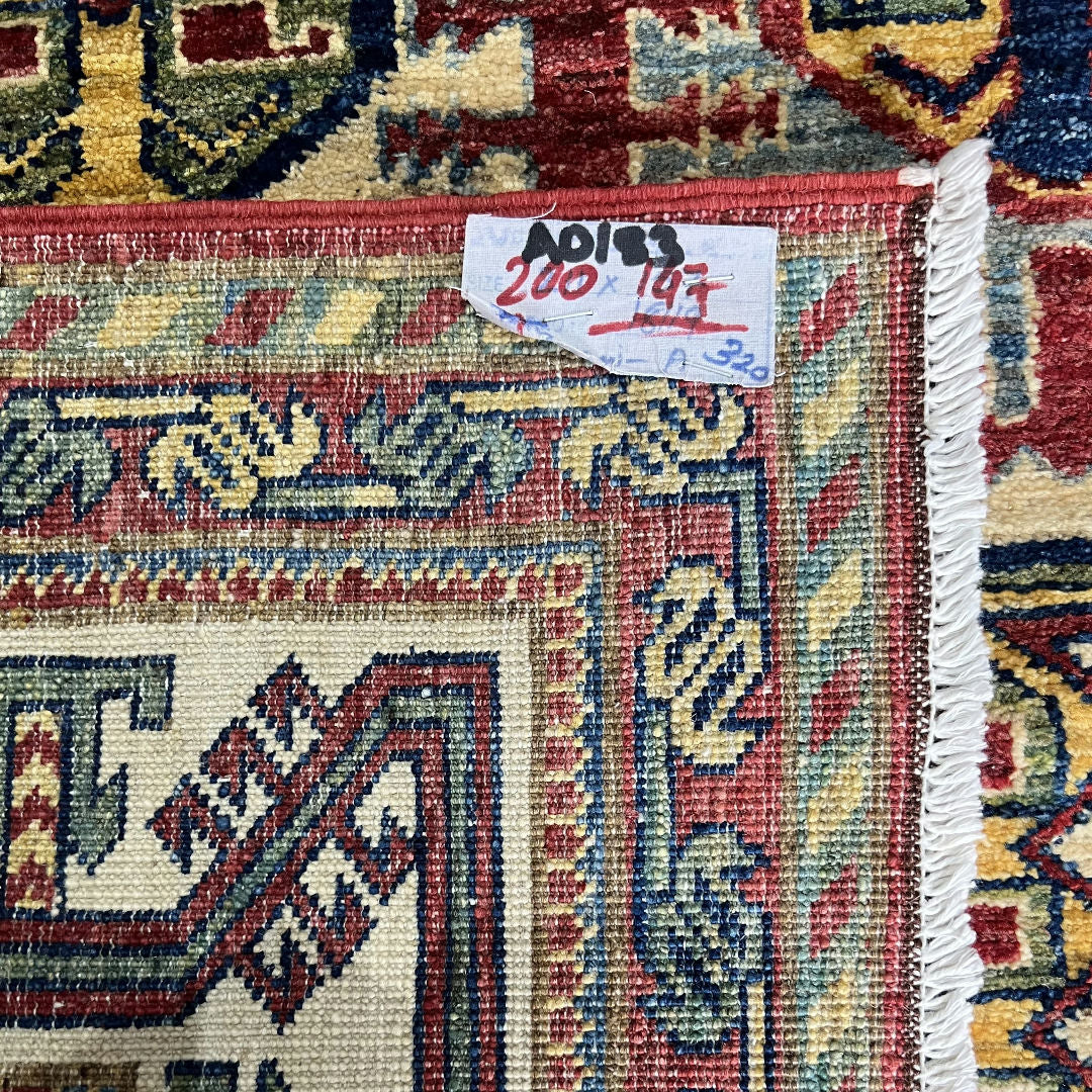 200 x 147 cm Hand-Knotted Afghan Kazak – Wool Rug