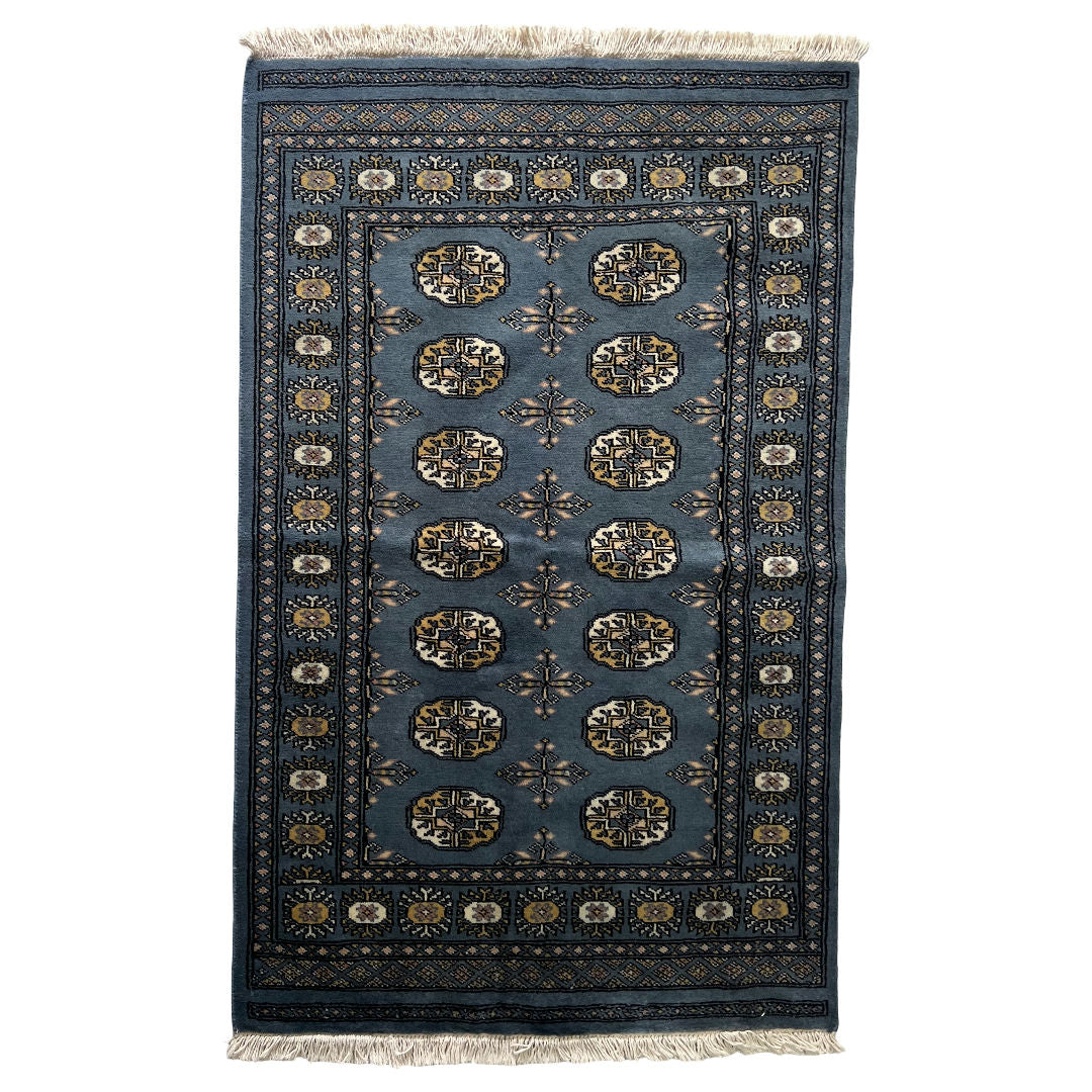 105 x 96 cm Hand-knotted Blue Karachi Bokhara – Wool Rug