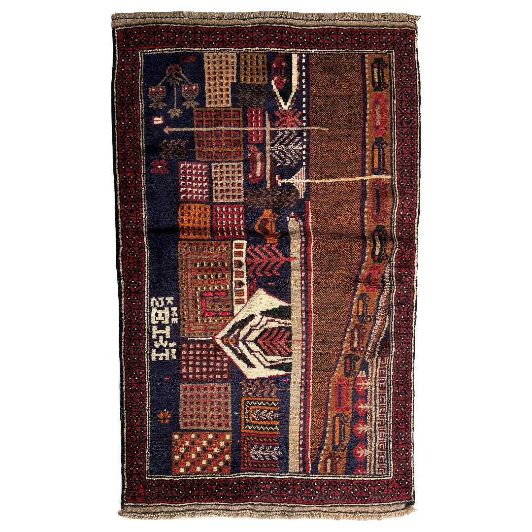 149 x 85 cm Hand-Knotted Afghan Baluch Rug