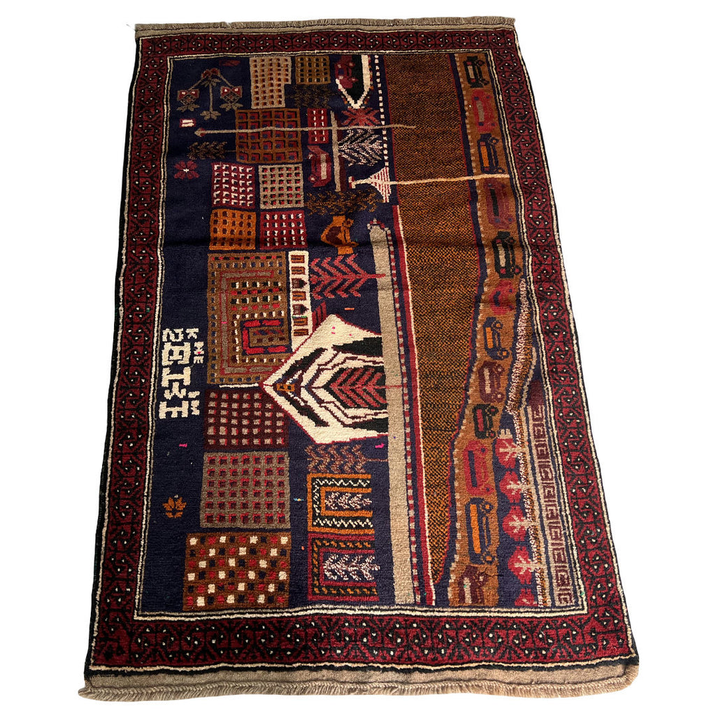 149 x 85 cm Hand-Knotted Afghan Baluch Rug