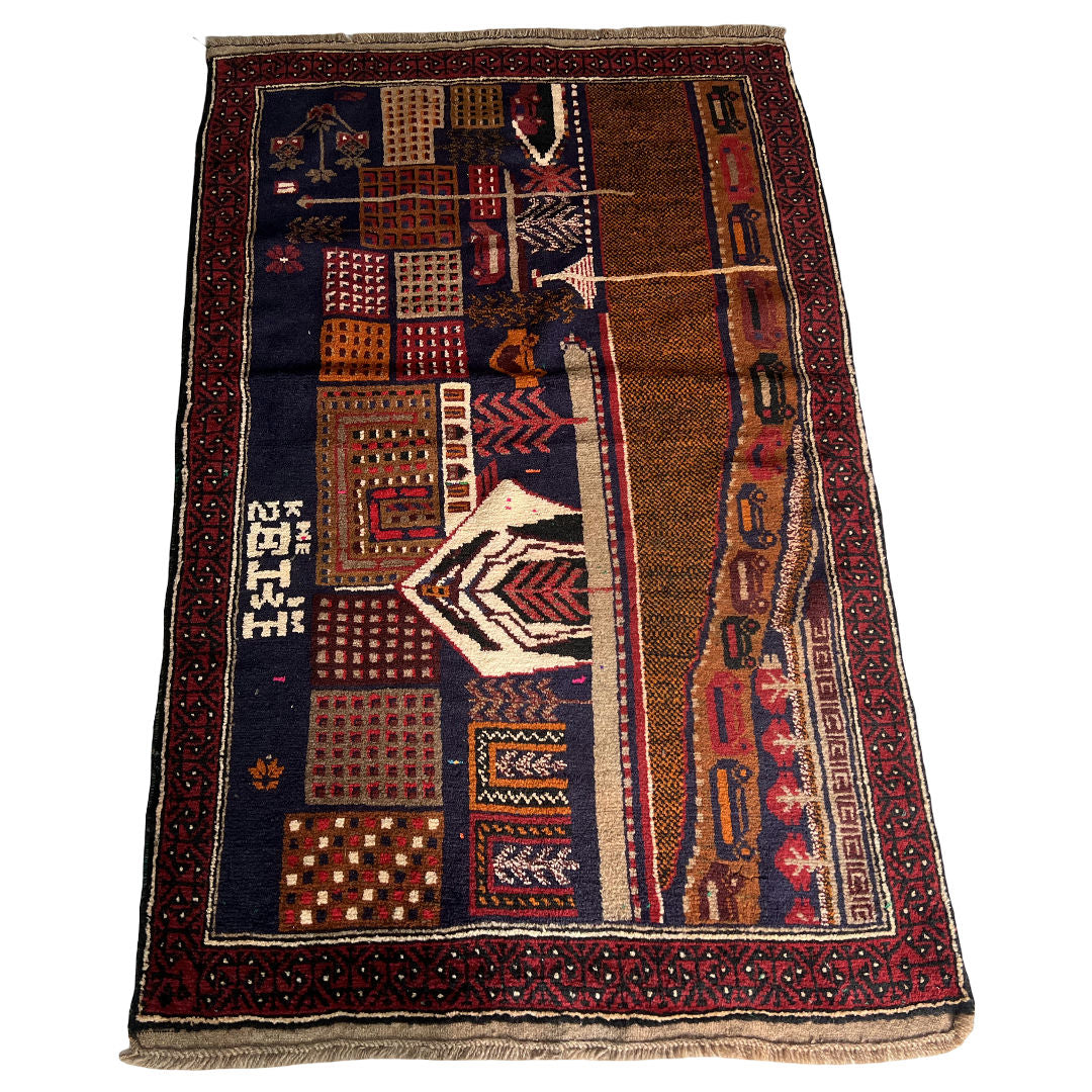 149 x 85 cm Hand-Knotted Afghan Baluch Rug