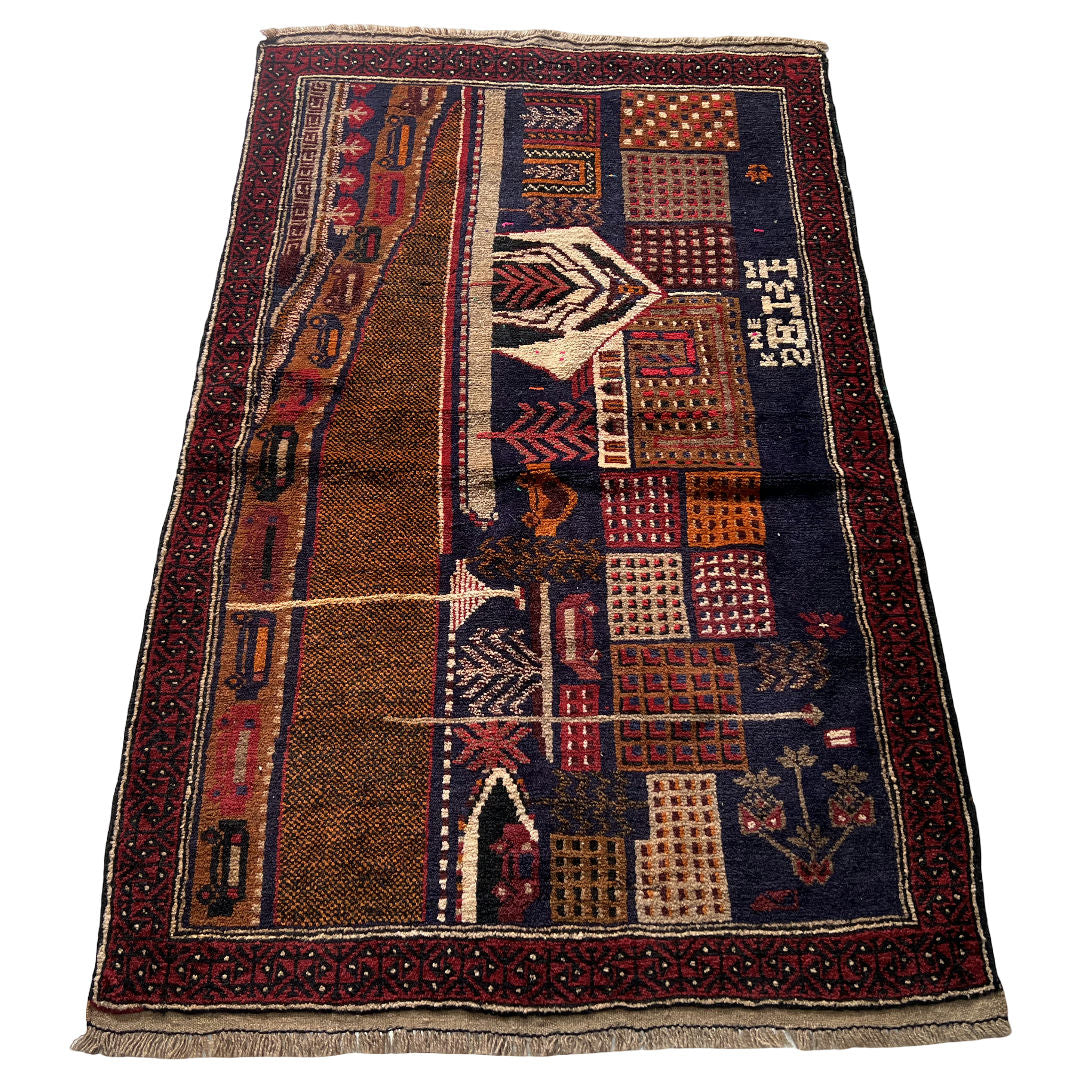 149 x 85 cm Hand-Knotted Afghan Baluch Rug