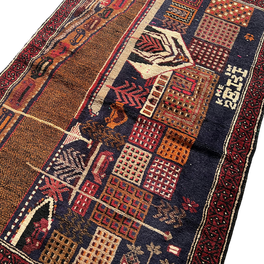 149 x 85 cm Hand-Knotted Afghan Baluch Rug