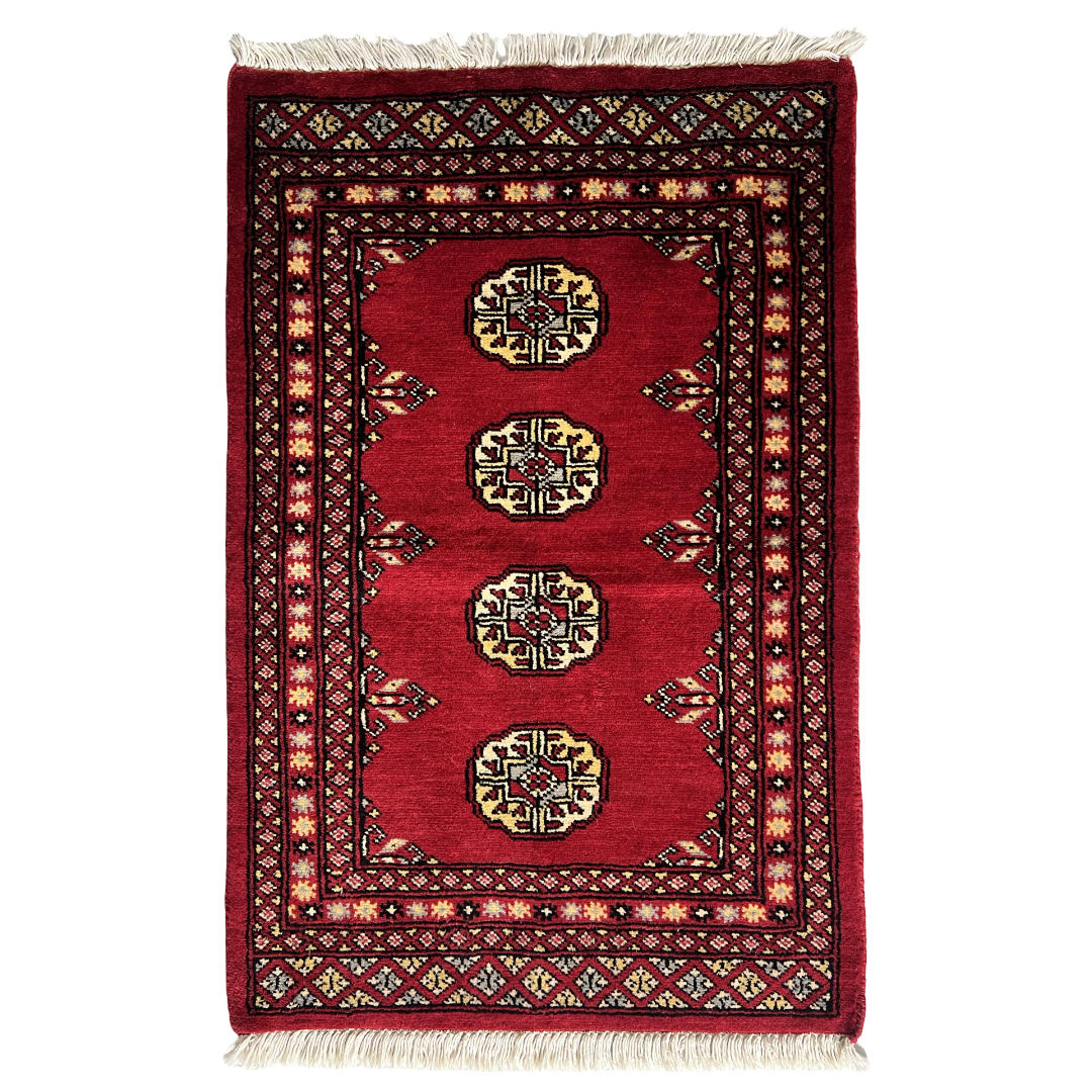 92 x 63 cm Hand-Knotted Afghan Bokhara – Wool Rug