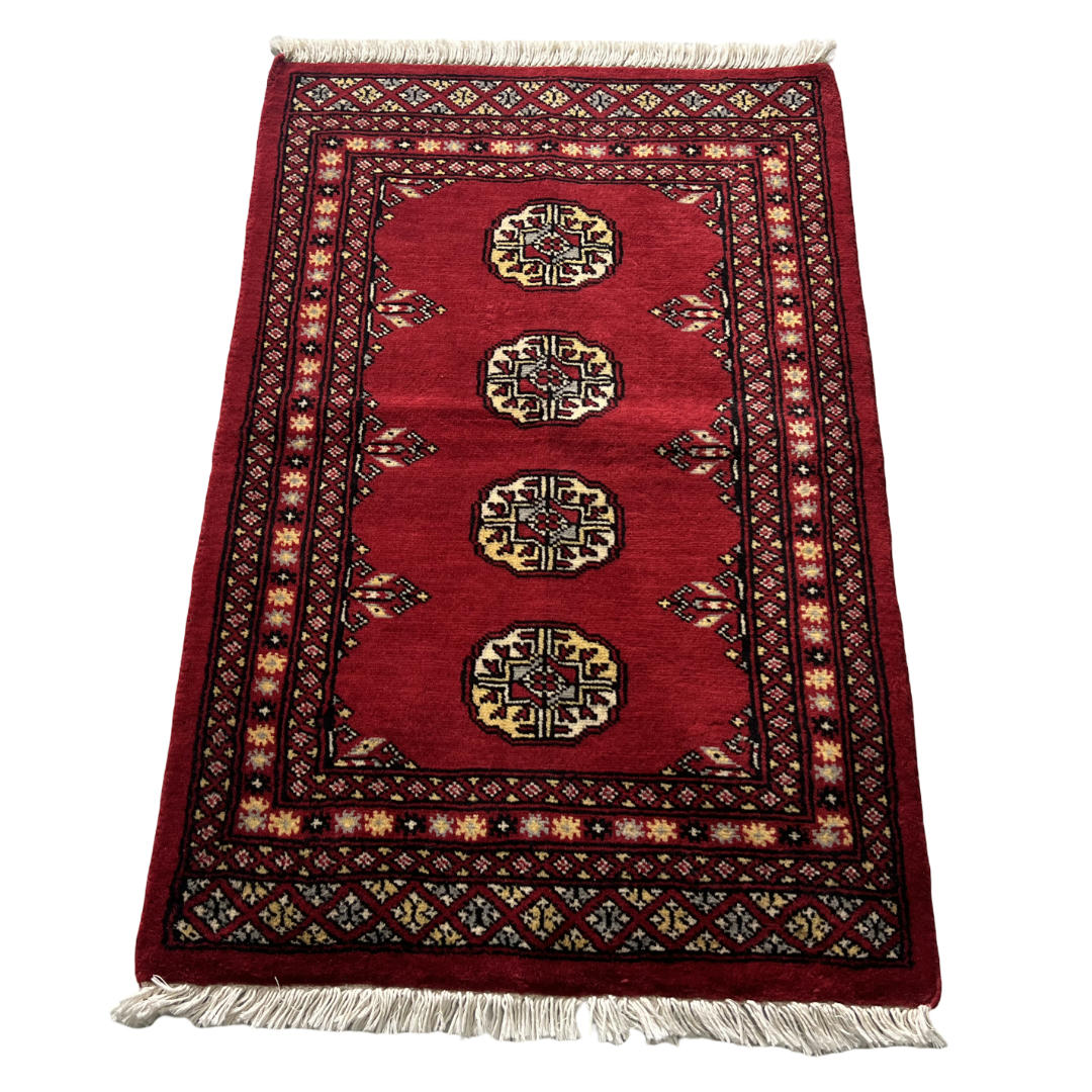 92 x 63 cm Hand-Knotted Afghan Bokhara – Wool Rug
