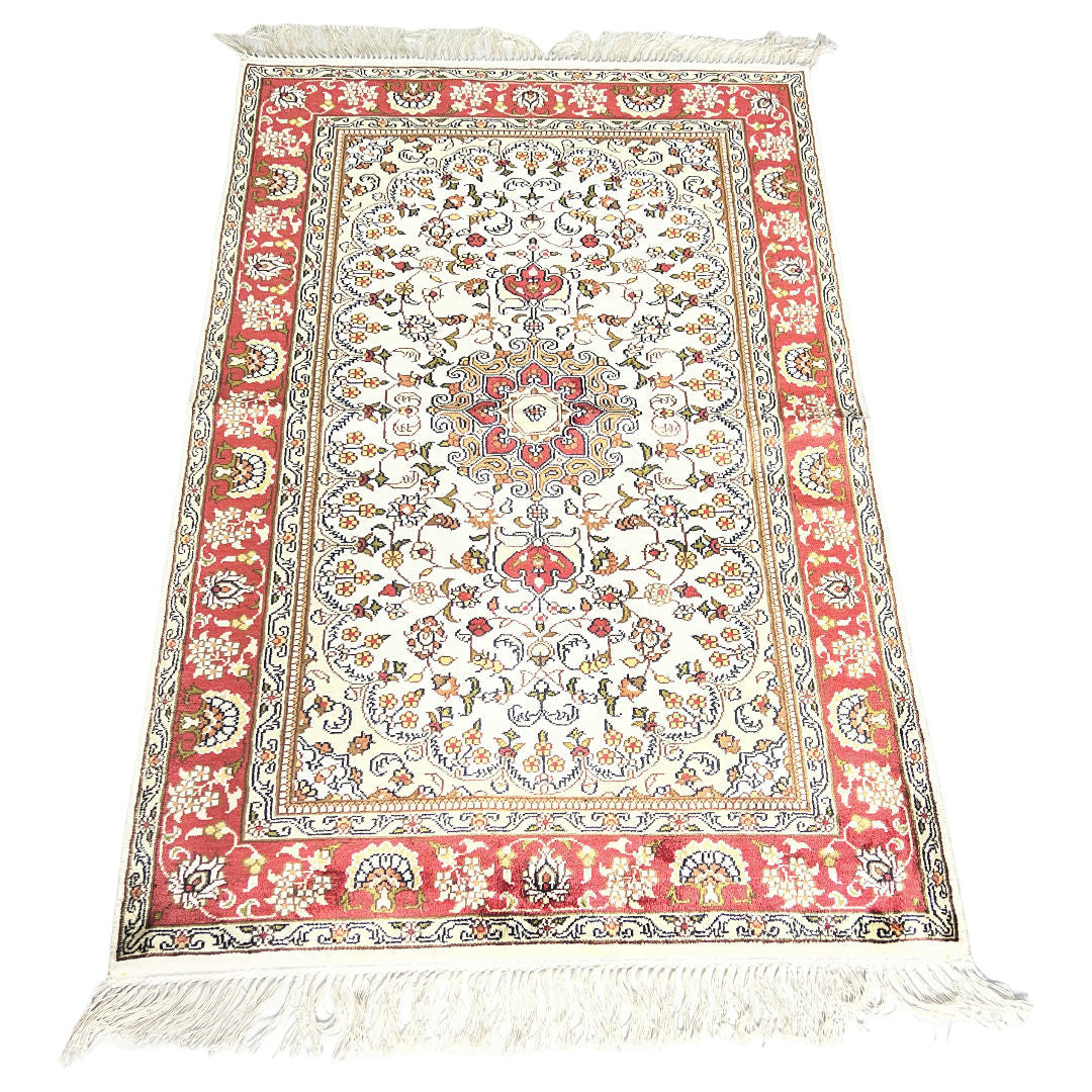 120 x 80 cm Hand-Woven Indian Silk Jaipur Oriental Rug