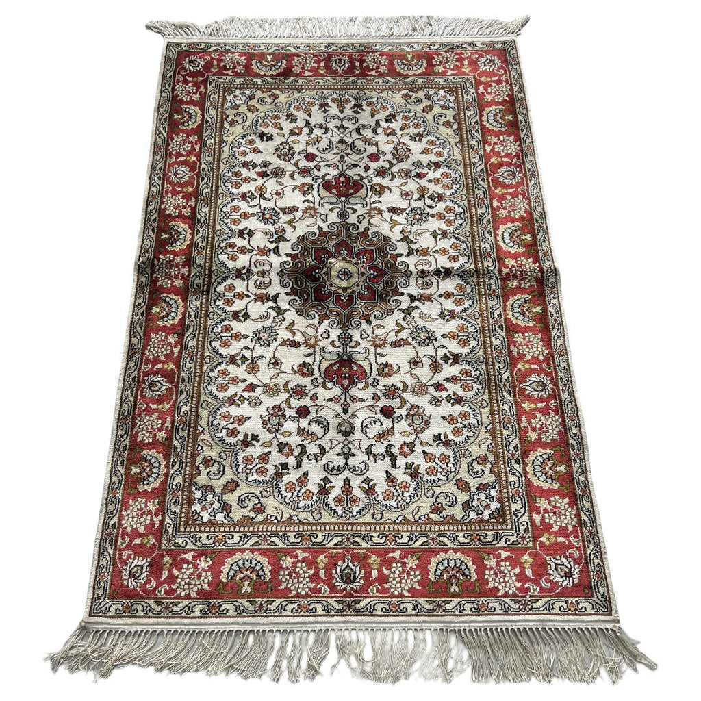120 x 80 cm Hand-Woven Indian Silk Jaipur Oriental Rug
