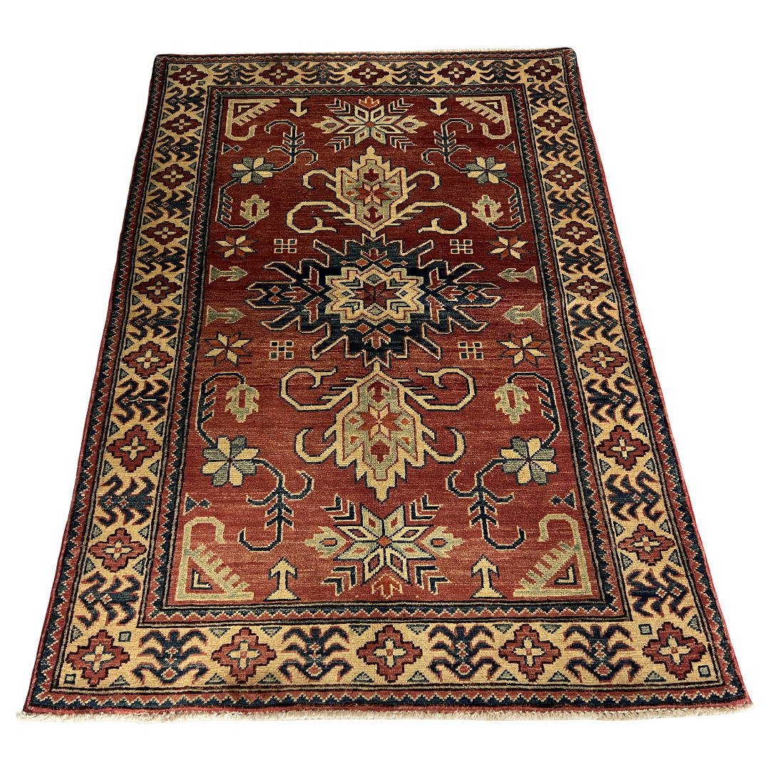149 x 99 cm Hand-Knotted Afghan Kazak Wool Rug