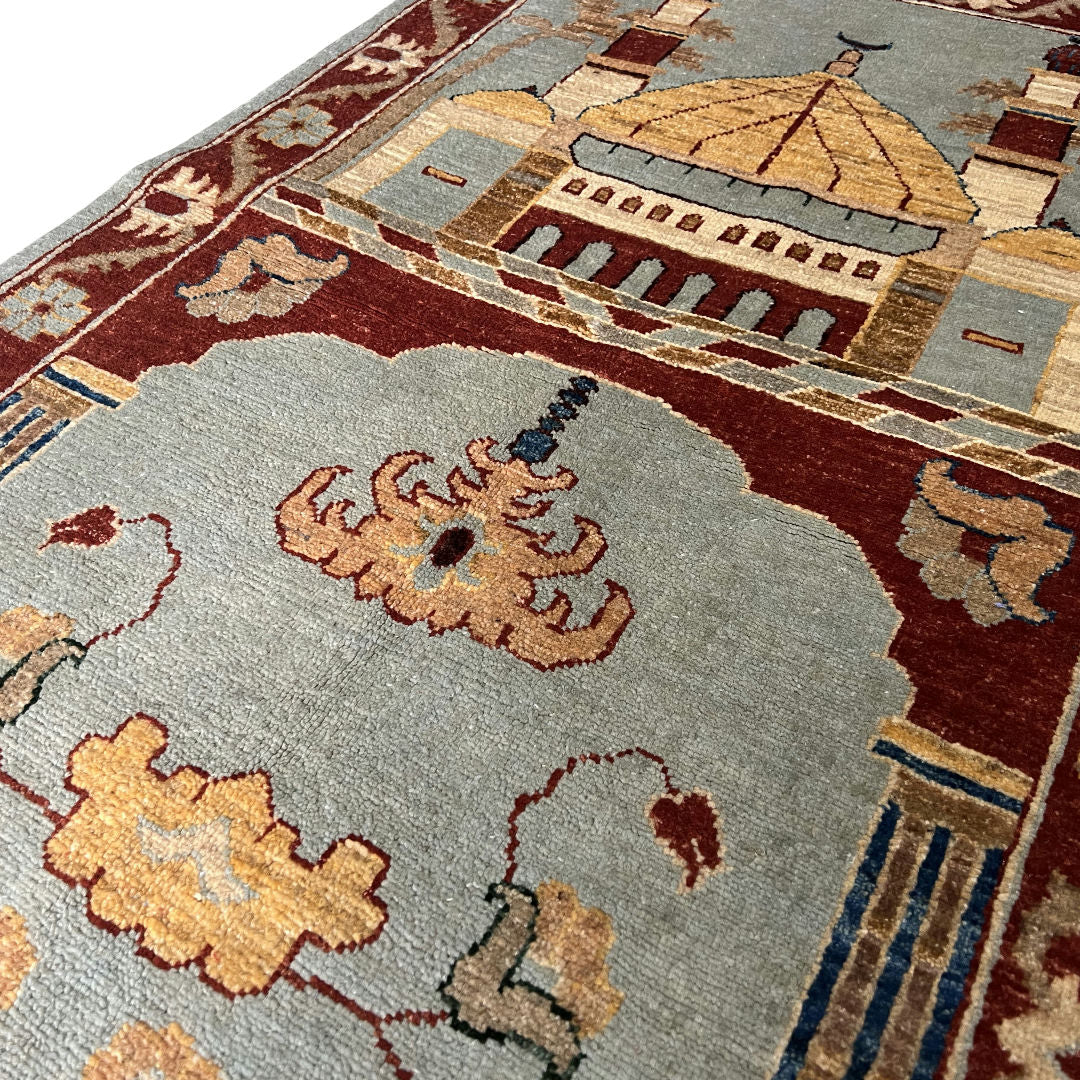 138 x 88 cm Hand-Knotted Afghan Chobi Muslim Prayer Matt – Wool Rug