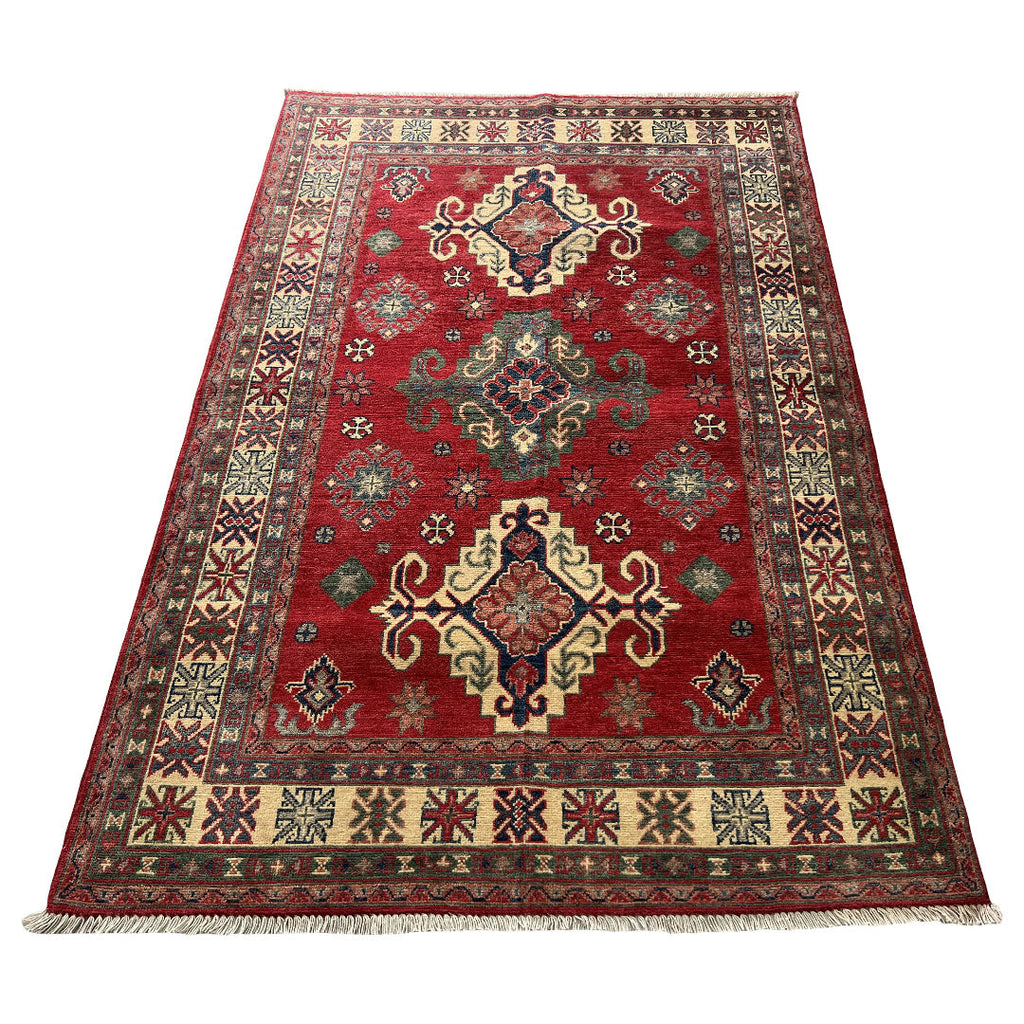 187 x 124 cm Hand-Knotted Afghan Kazak Wool Rug