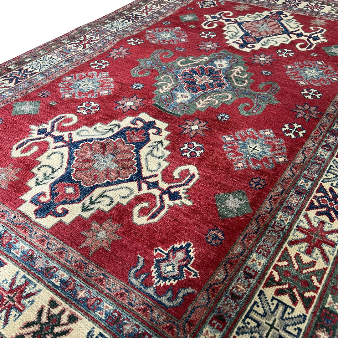 187 x 124 cm Hand-Knotted Afghan Kazak Wool Rug