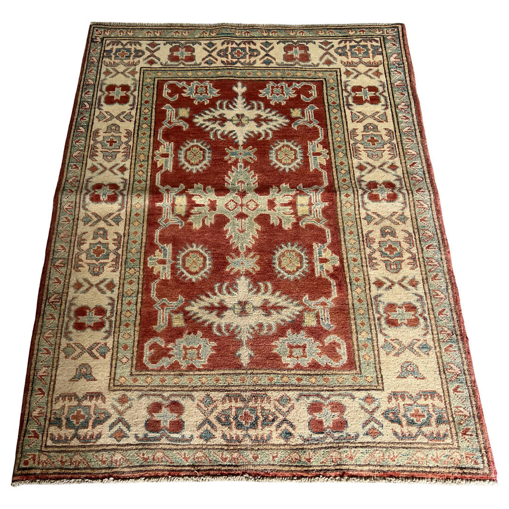 138 x 105 cm Hand-Knotted Afghan Kazak Wool Rug