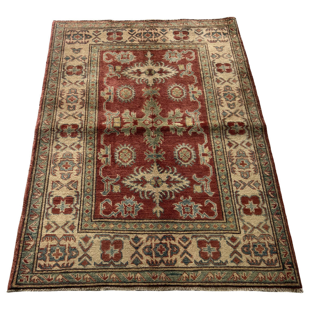 138 x 105 cm Hand-Knotted Afghan Kazak Wool Rug