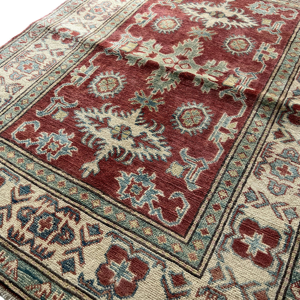 138 x 105 cm Hand-Knotted Afghan Kazak Wool Rug