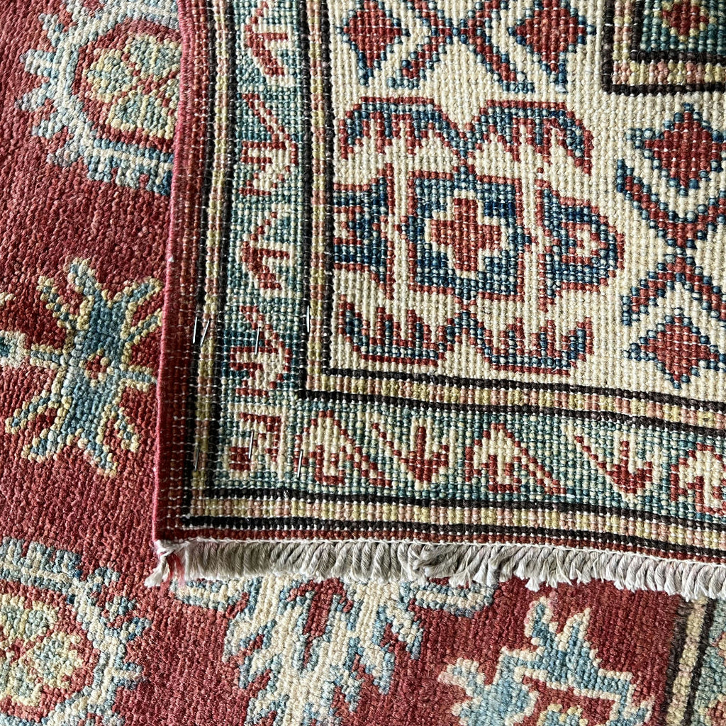 138 x 105 cm Hand-Knotted Afghan Kazak Wool Rug