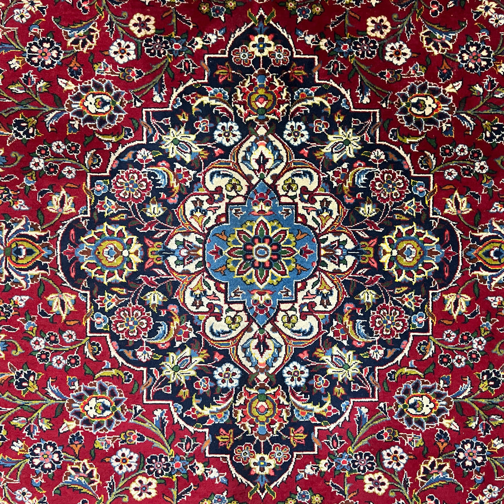 410 x 295 cm Hand-Knotted Persian Kashan Wool Rug