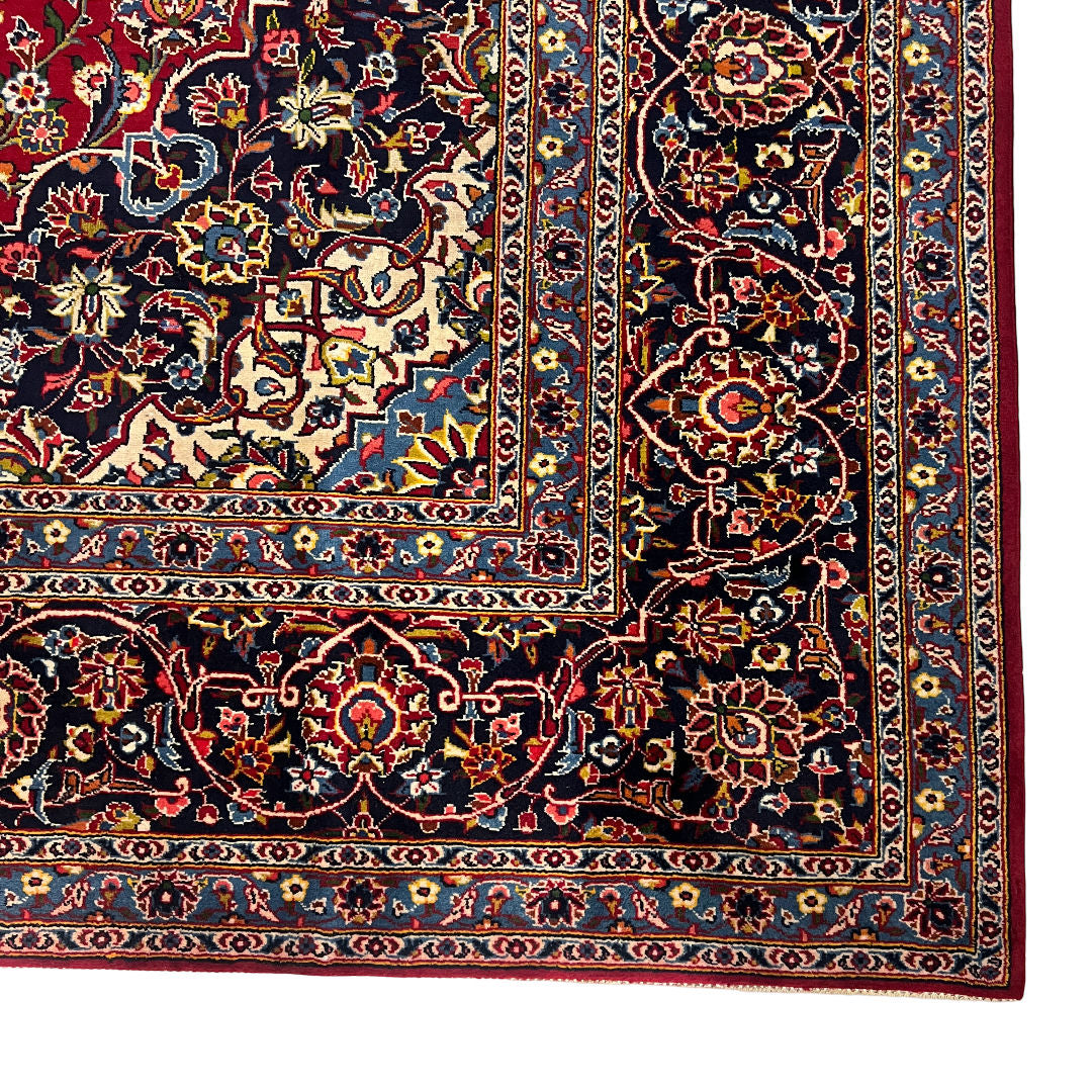 410 x 295 cm Hand-Knotted Persian Kashan Wool Rug