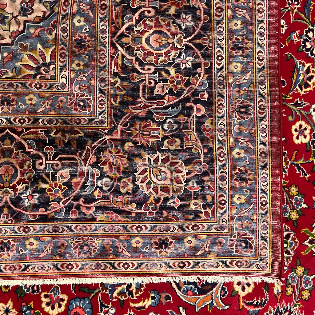 410 x 295 cm Hand-Knotted Persian Kashan Wool Rug