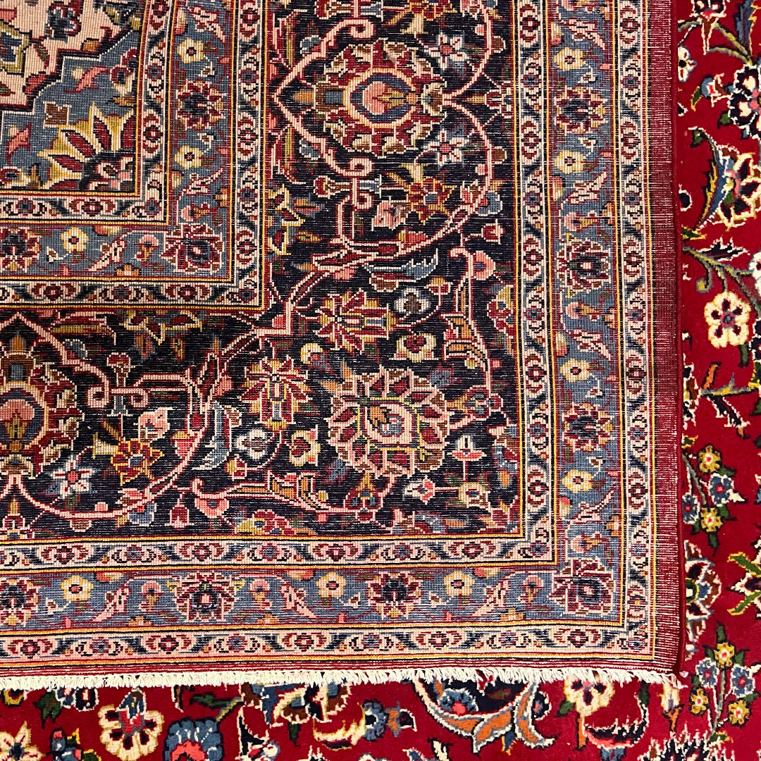 410 x 295 cm Hand-Knotted Persian Kashan Wool Rug
