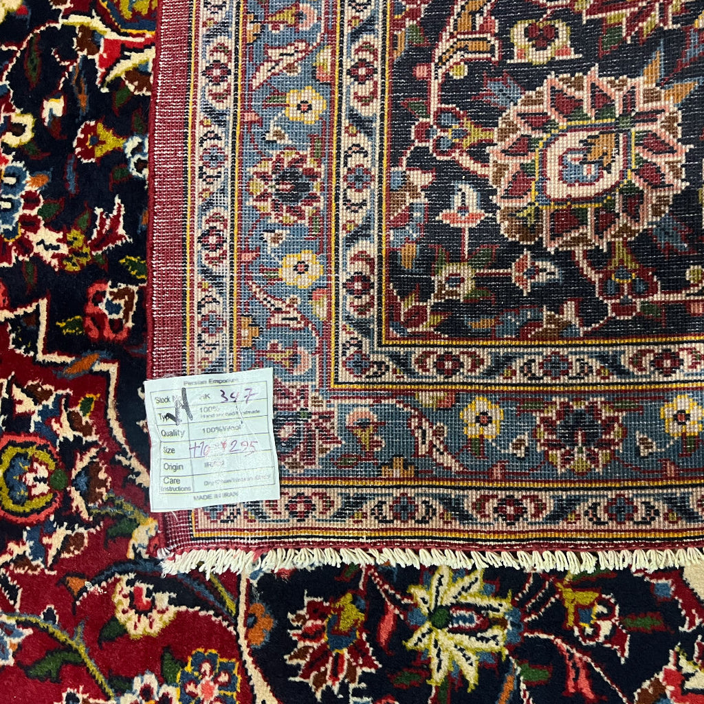 410 x 295 cm Hand-Knotted Persian Kashan Wool Rug