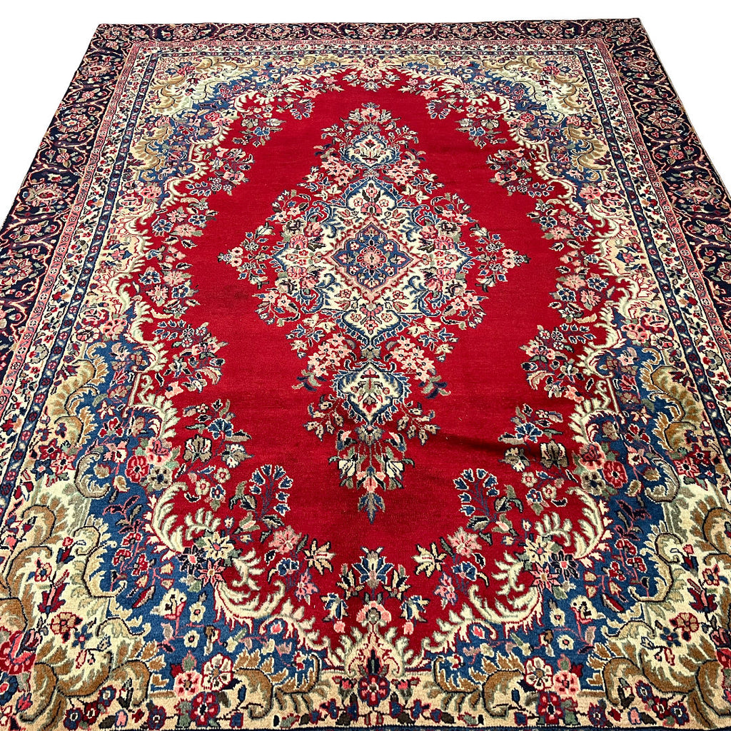 340 x 245 cm Hand-Knotted Persian Kashan Wool Rug