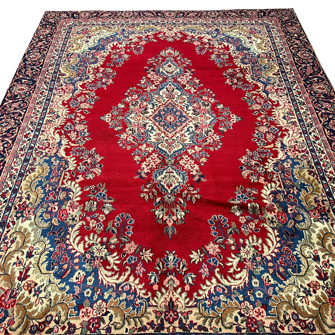 340 x 245 cm Hand-Knotted Persian Kashan Wool Rug