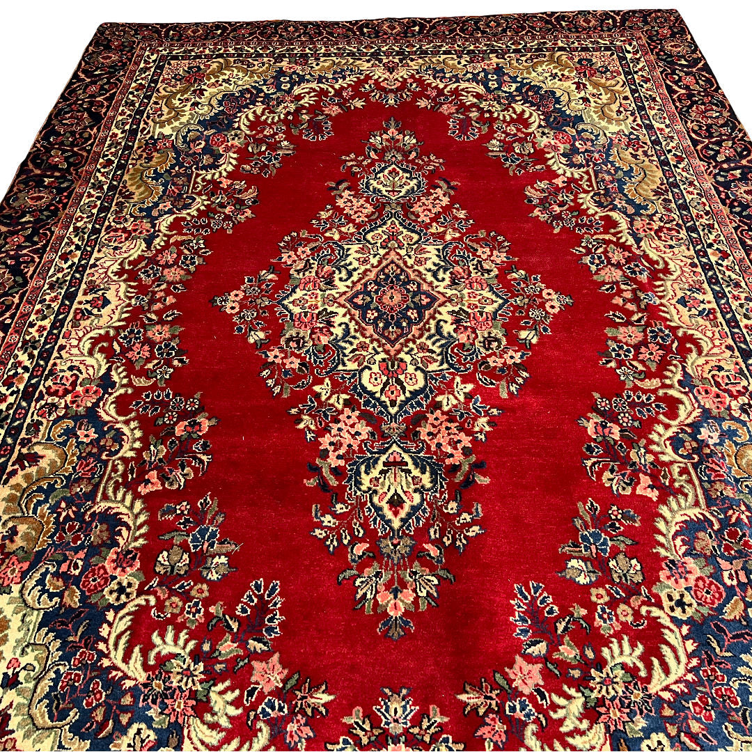 340 x 245 cm Hand-Knotted Persian Kashan Wool Rug