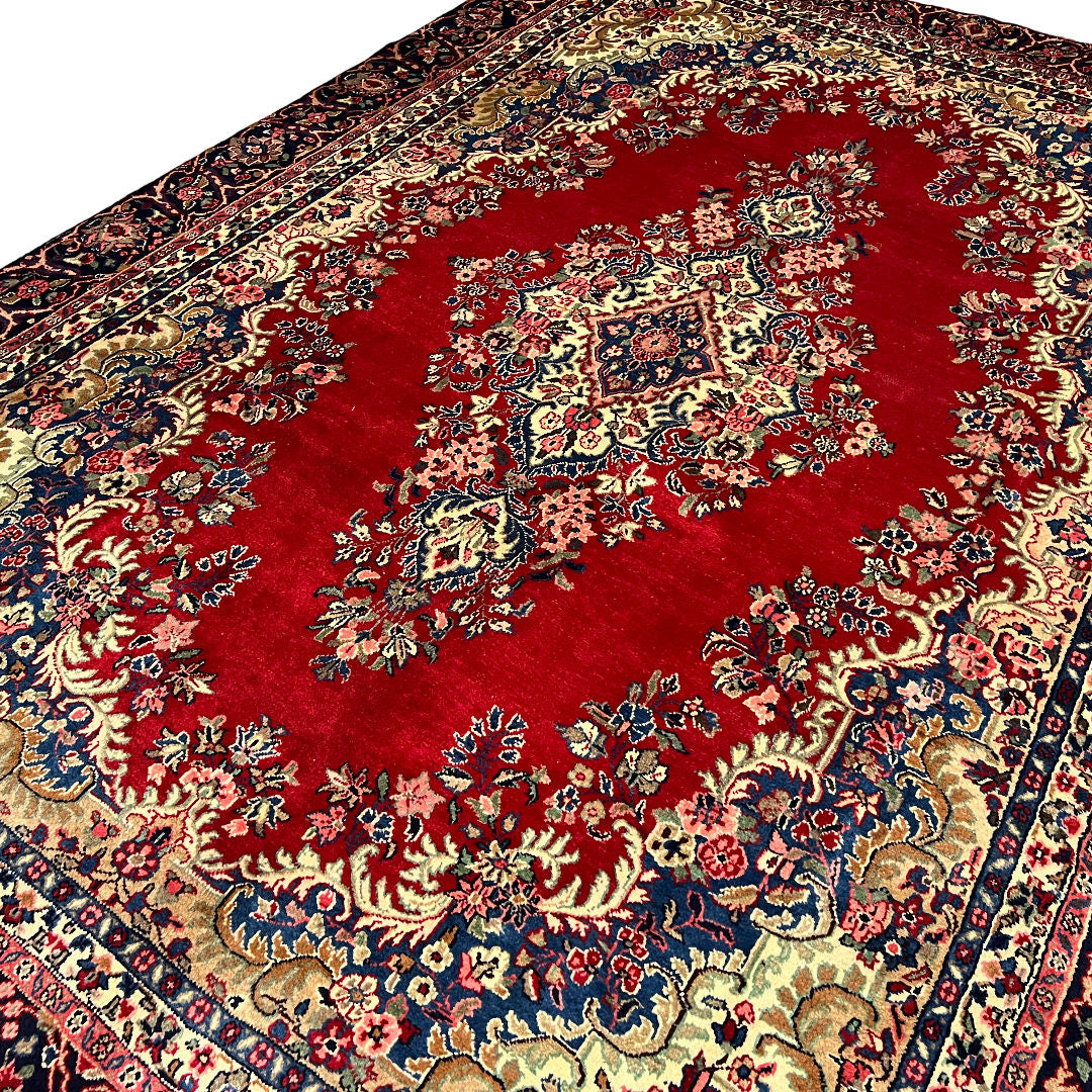 340 x 245 cm Hand-Knotted Persian Kashan Wool Rug