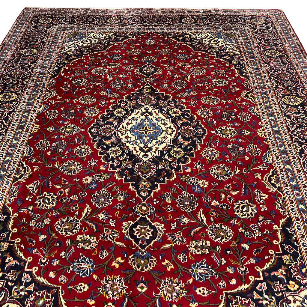 344 x 250 cm Hand-Knotted Persian Kashan Wool Rug