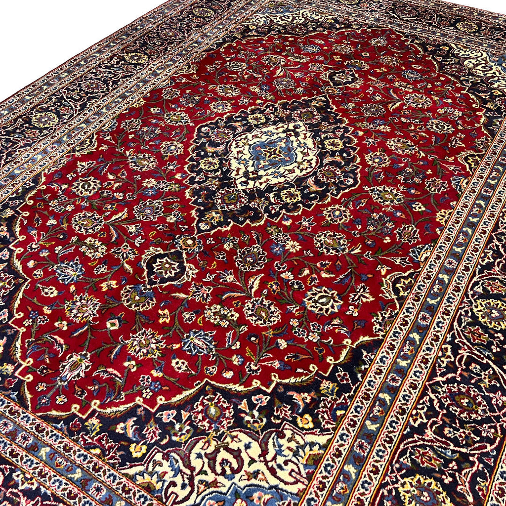 344 x 250 cm Hand-Knotted Persian Kashan Wool Rug