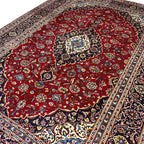 344 x 250 cm Hand-Knotted Persian Kashan Wool Rug
