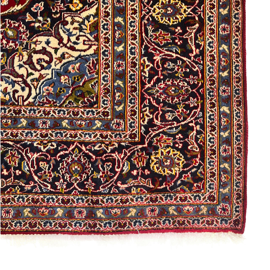 344 x 250 cm Hand-Knotted Persian Kashan Wool Rug