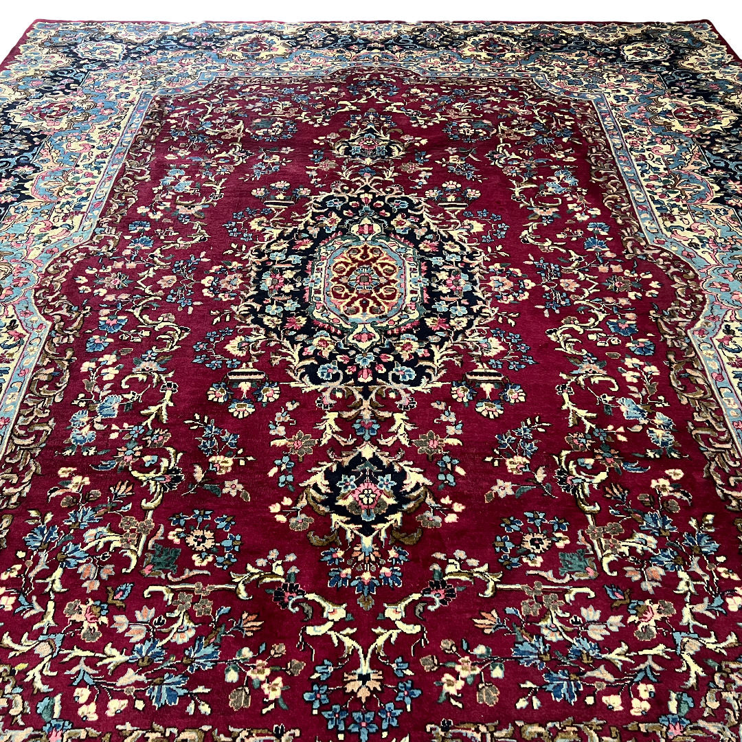 377 x 297 cm Hand-Knotted Persian Mashad Rug