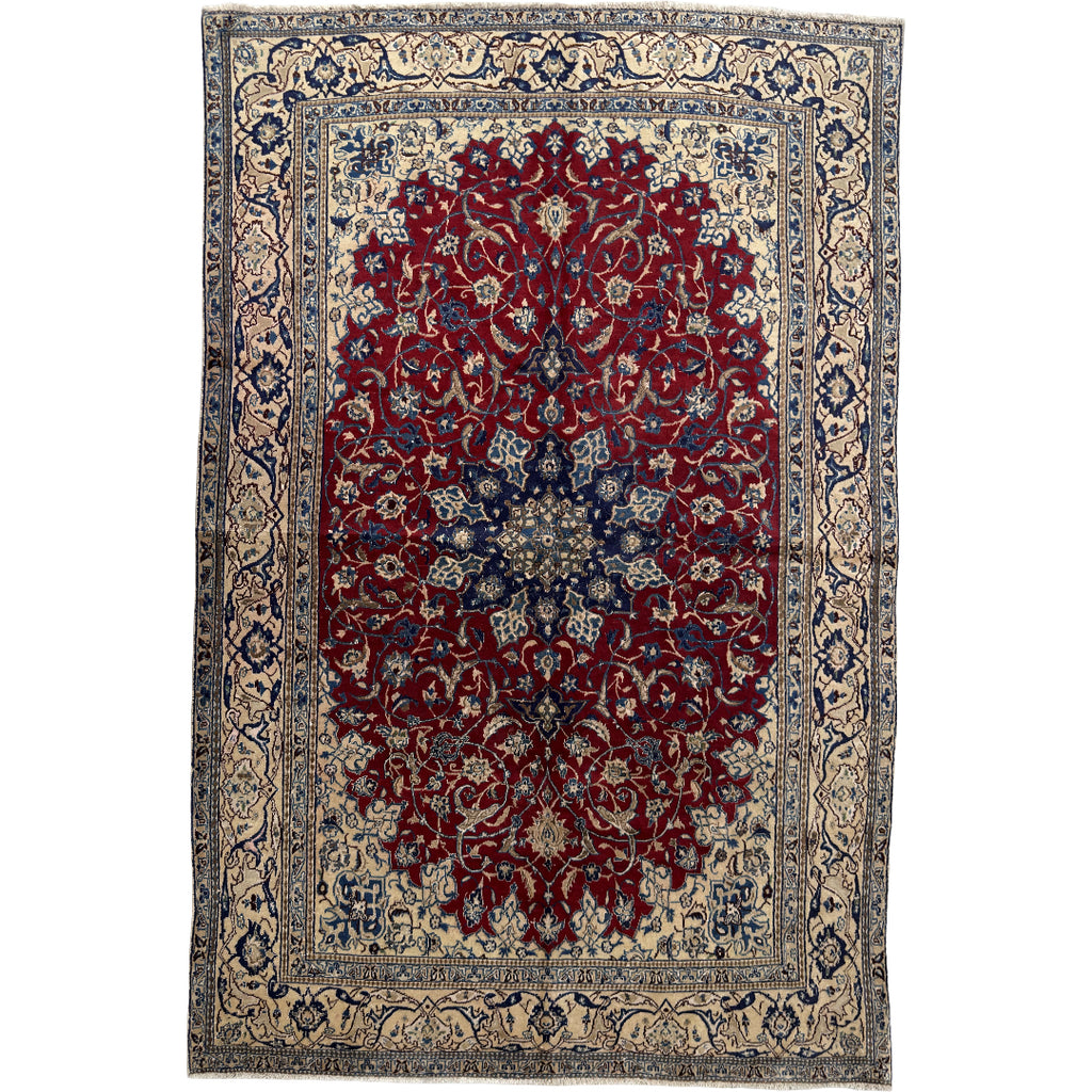 266 x 170 cm Persian Vintage Nain Red Medallion Rug