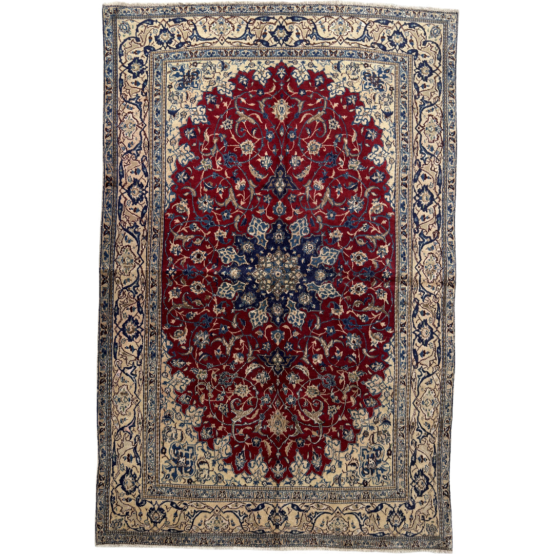 266 x 170 cm Persian Vintage Nain Red Medallion Rug