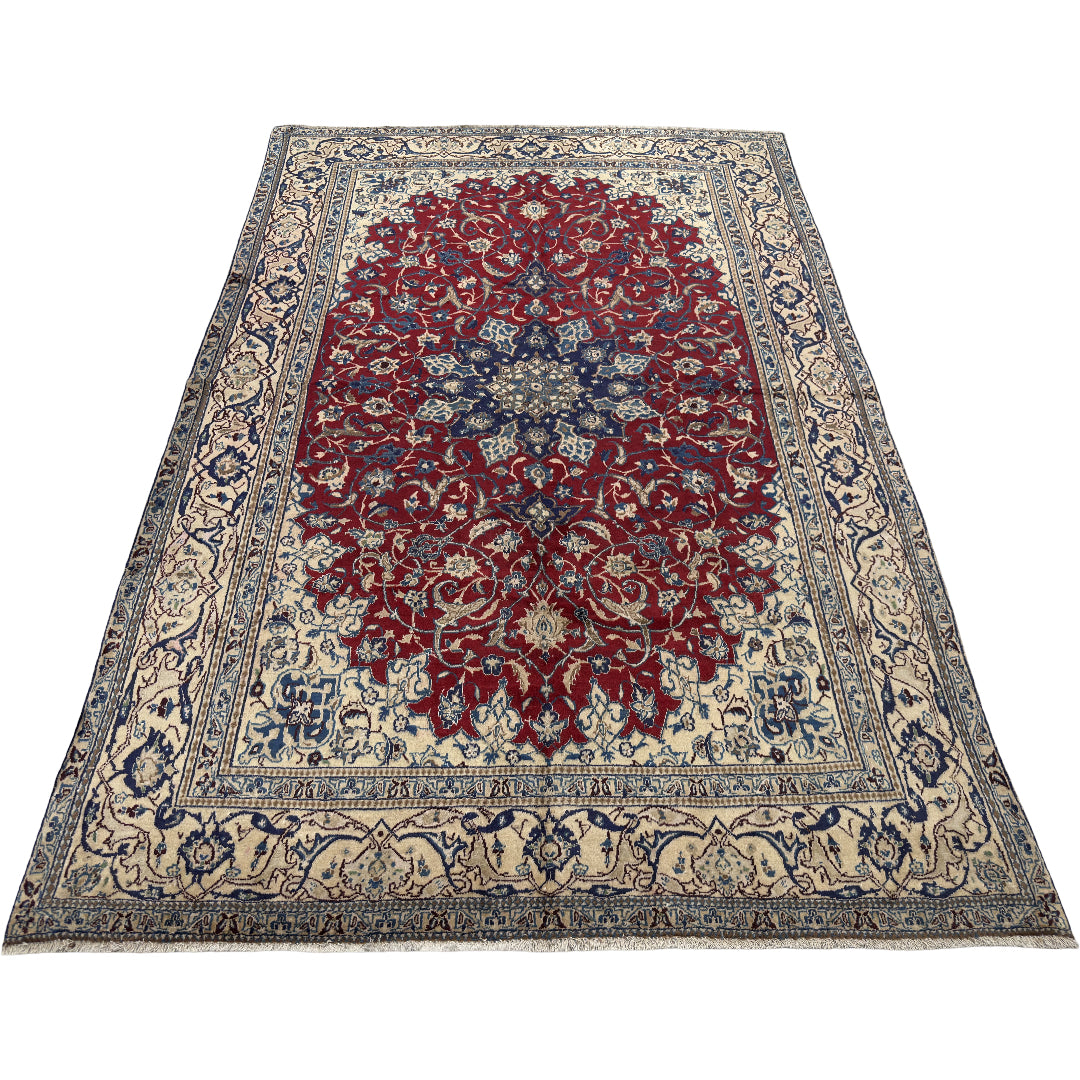 266 x 170 cm Persian Vintage Nain Red Medallion Rug