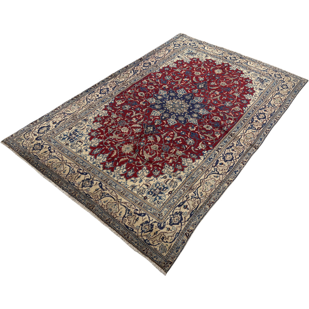 266 x 170 cm Persian Vintage Nain Red Medallion Rug