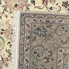 305 x 195 cm Hand-Knotted Persian Floral Kashan Cream Rug