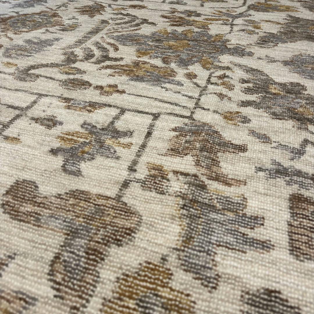 365 x 274 cm Cream & Taupe Persian-Style Machine Made Floral Rug