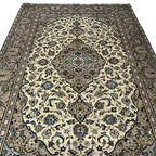 290 x 190 cm Hand-Knotted Persian Vintage Classic Ivory Kashan Rug
