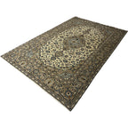 290 x 190 cm Hand-Knotted Persian Vintage Classic Ivory Kashan Rug