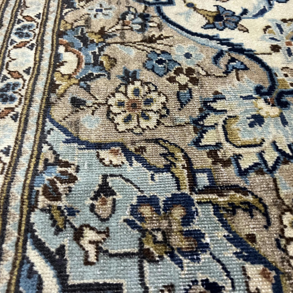 290 x 190 cm Hand-Knotted Persian Vintage Classic Ivory Kashan Rug