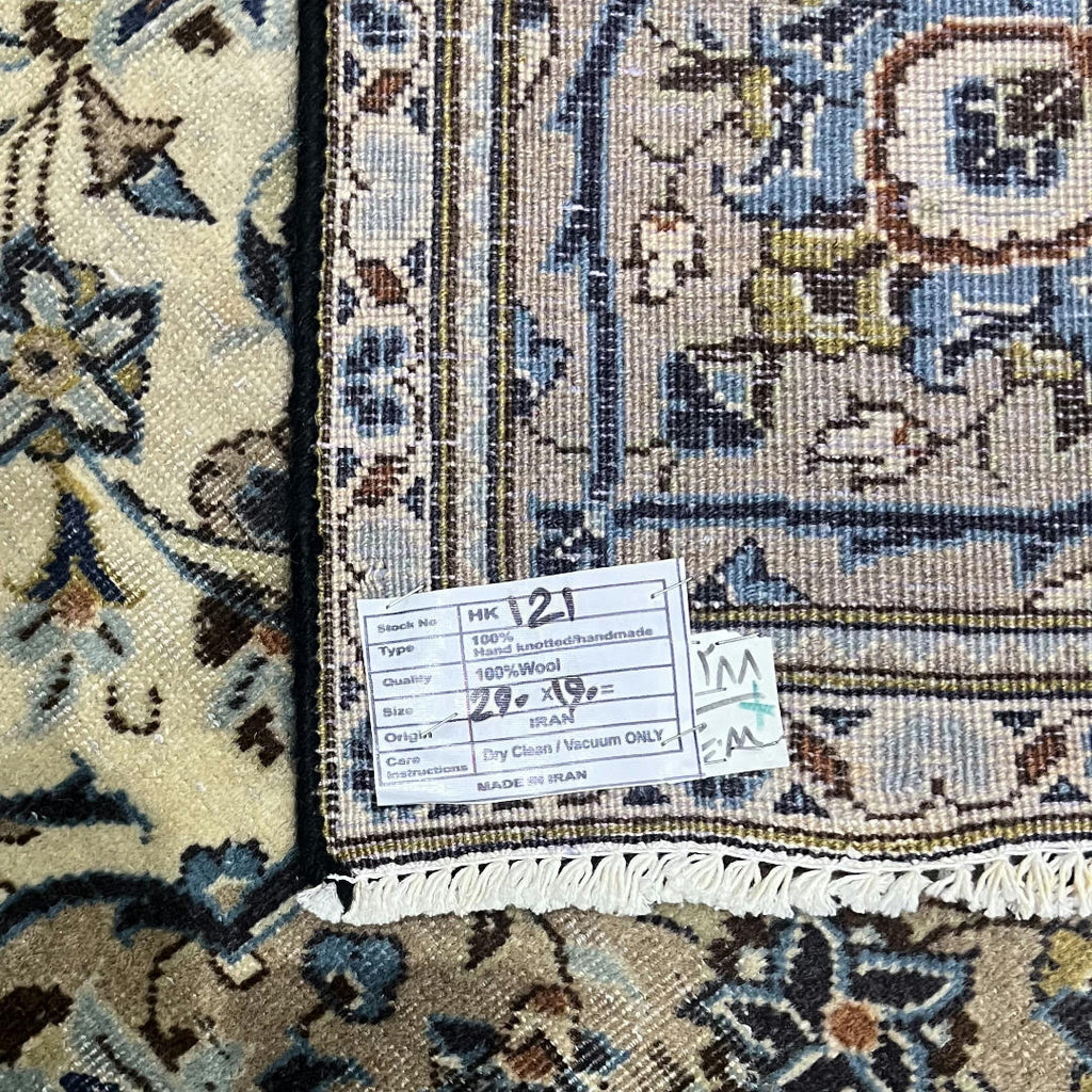 290 x 190 cm Hand-Knotted Persian Vintage Classic Ivory Kashan Rug