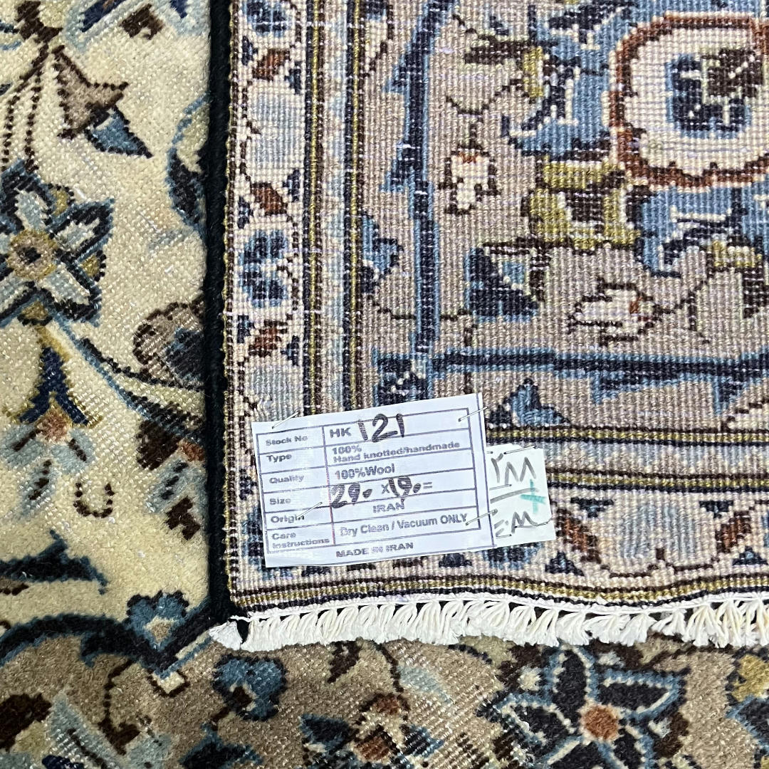 290 x 190 cm Hand-Knotted Persian Vintage Classic Ivory Kashan Rug