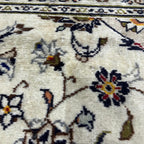 290 x 193 cm Hand-Knotted Persian Floral Kashan Cream Rug