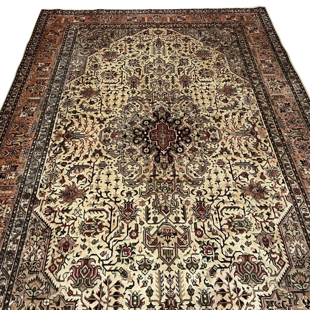 290 x 195 cm Hand-Knotted Persian Vintage Tabriz Geometric Rug