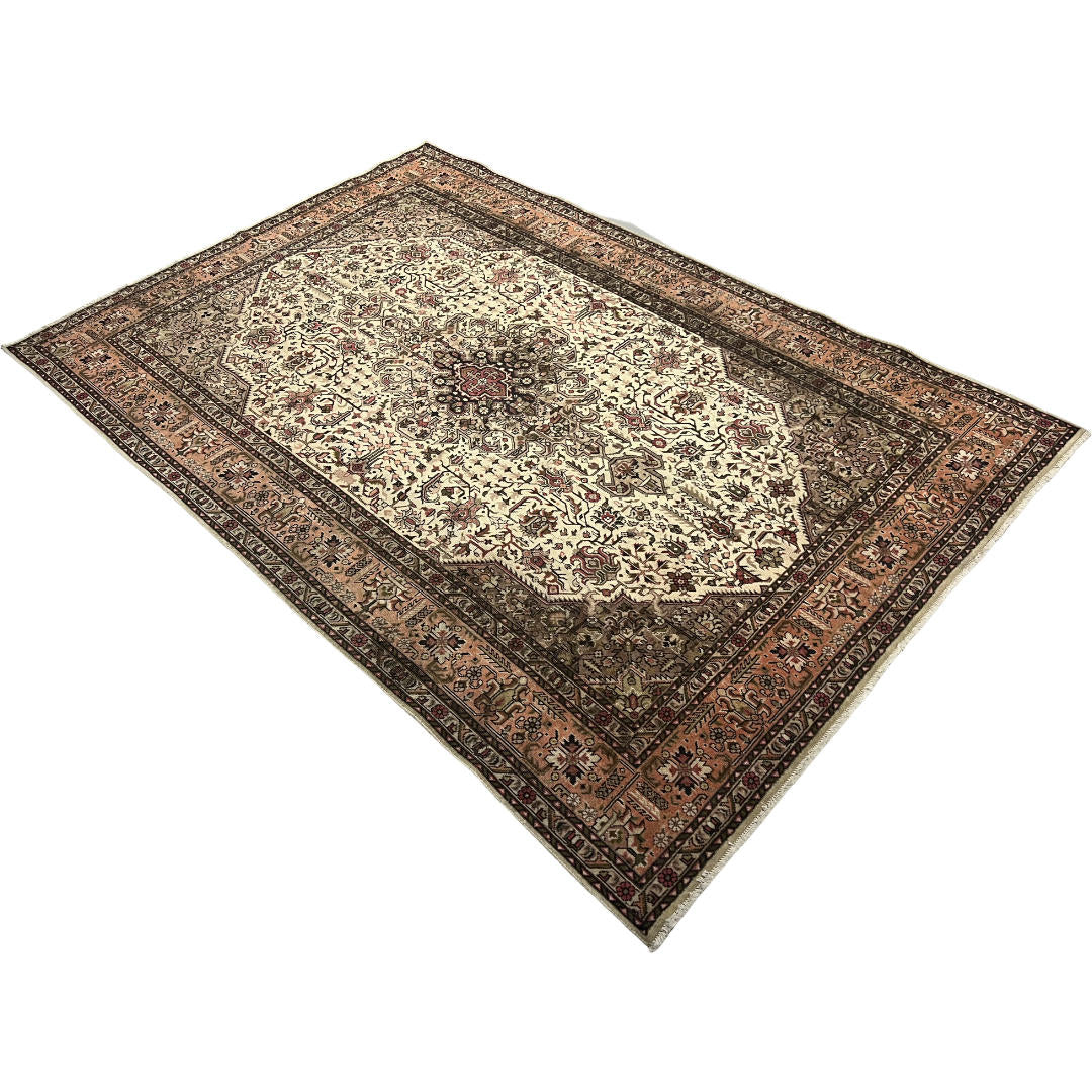 290 x 195 cm Hand-Knotted Persian Vintage Tabriz Geometric Rug