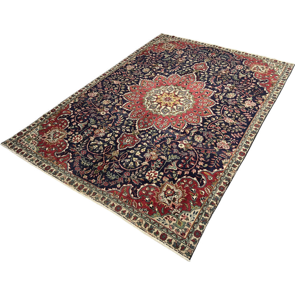 310 x 215 cm Hand-Knotted Persian Kashan Floral Medallion Rug
